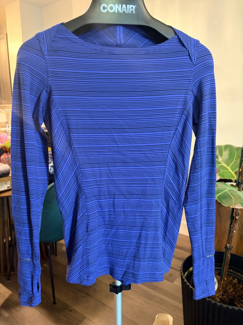 lululemon athletica Royal Blue Long-Sleeve Striped Boatneck Top